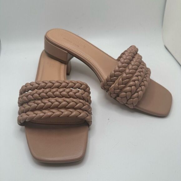 CUSHIONAIRE Women's braided low block heel sandal +Memory Foam 7.5 NUDE - Picture 6 of 7